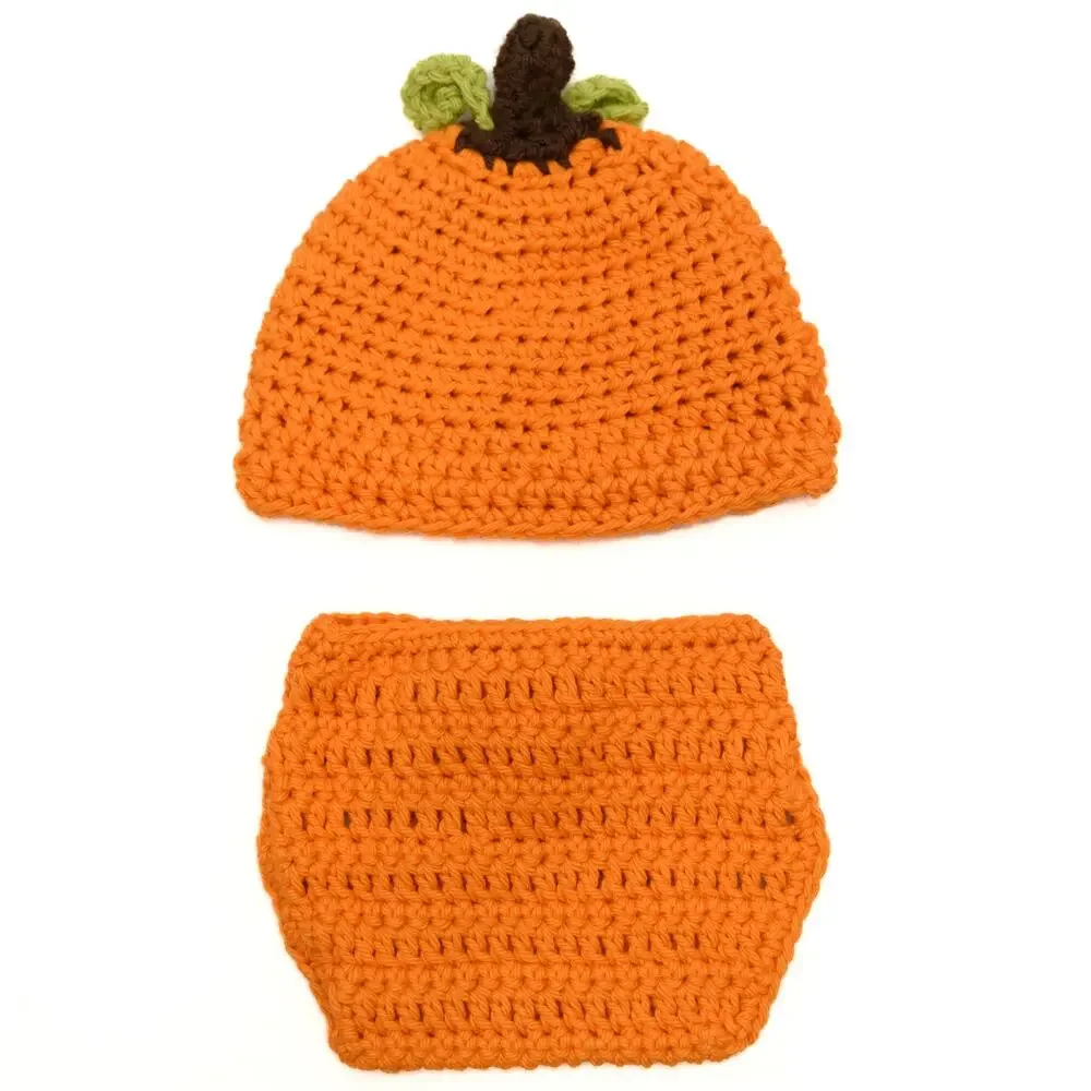 Newborn Photography Pumpkin Diaper Cover and Hat Prop